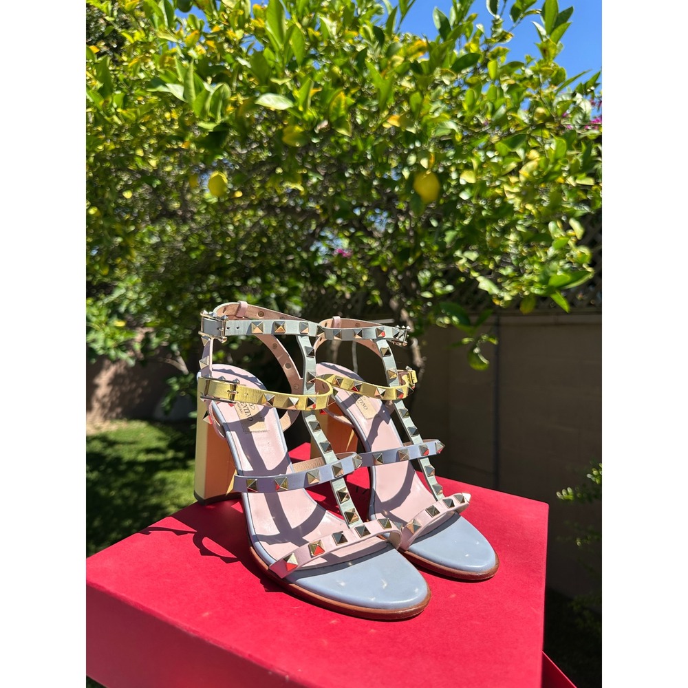 Valentino Garavani Rockstud Block Heel Sandals Pastel Multi Color IW0S0838 38.5